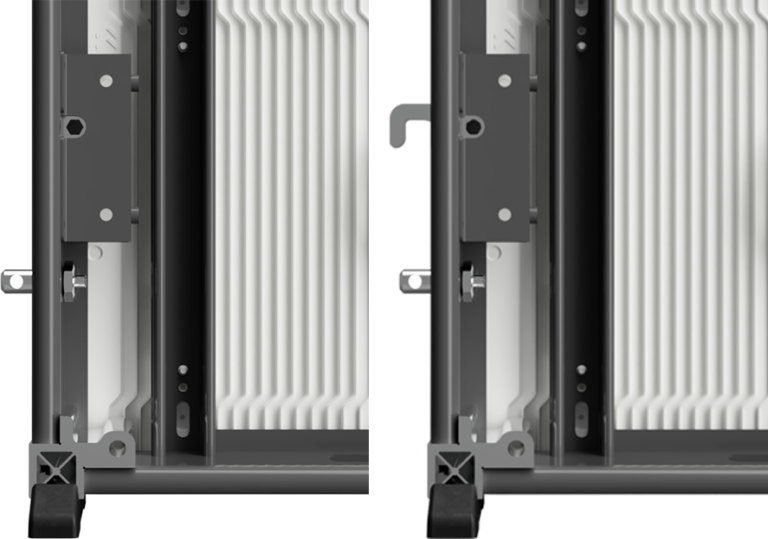 Quick locking mechanism between two Neipatec ST Duo cabinets