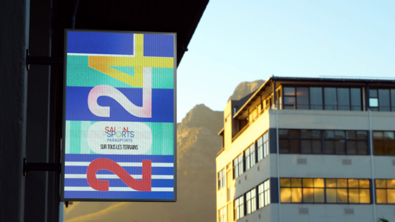 Smart City display mounted on a street light pole