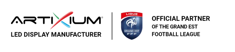 Grand Est Football League: Artixium logo beside the League crest, official partnership