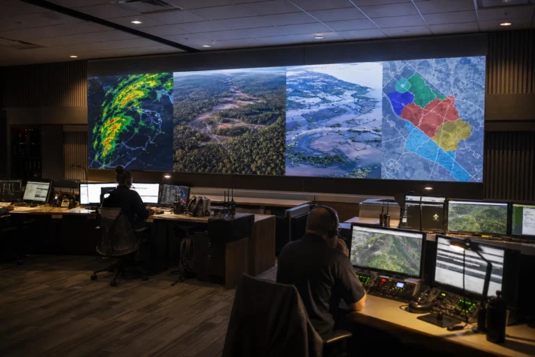 LED video wall in an emergency dispatch control room