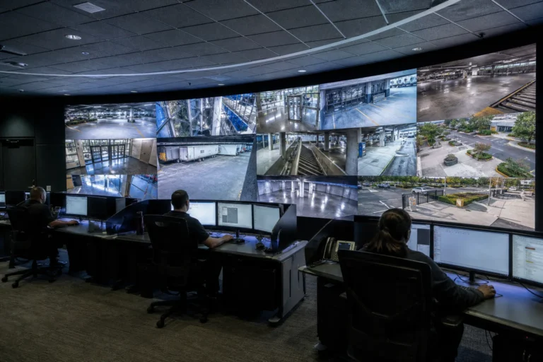 Control room video wall in a security operations centre
