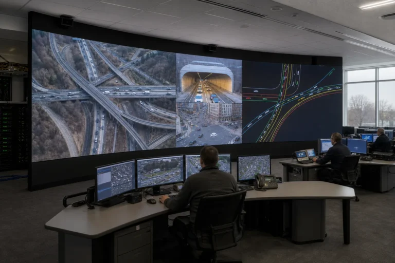 LED video wall in a traffic management control room