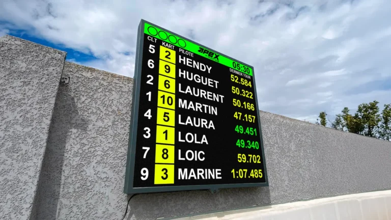 Karting LED display: live timing on a Cobalt Scoreboard