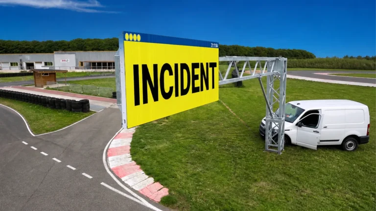 Race flags shown on a karting LED display