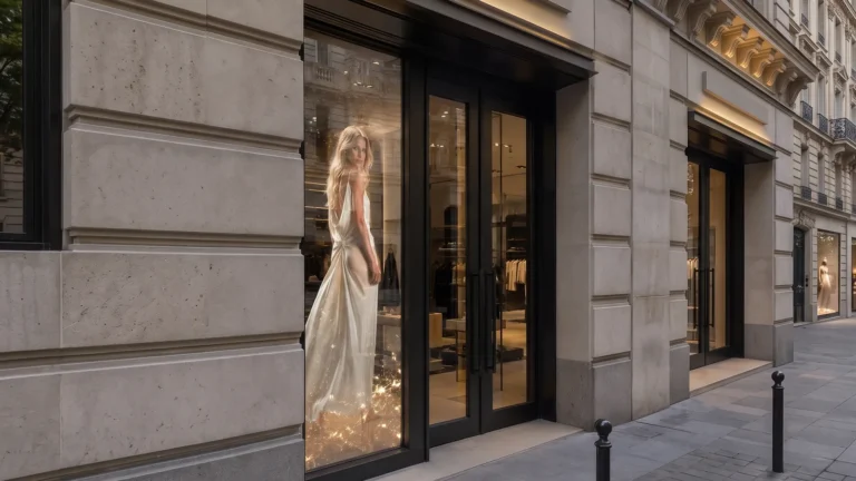 Transparent LED display in a store