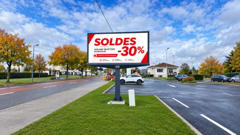 LED display on a pole outside a store