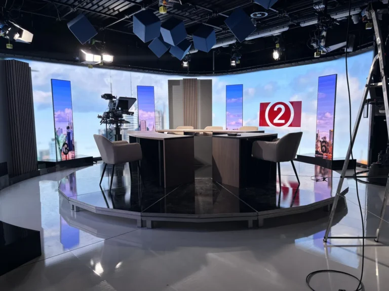Broadcast studio with an LED wall