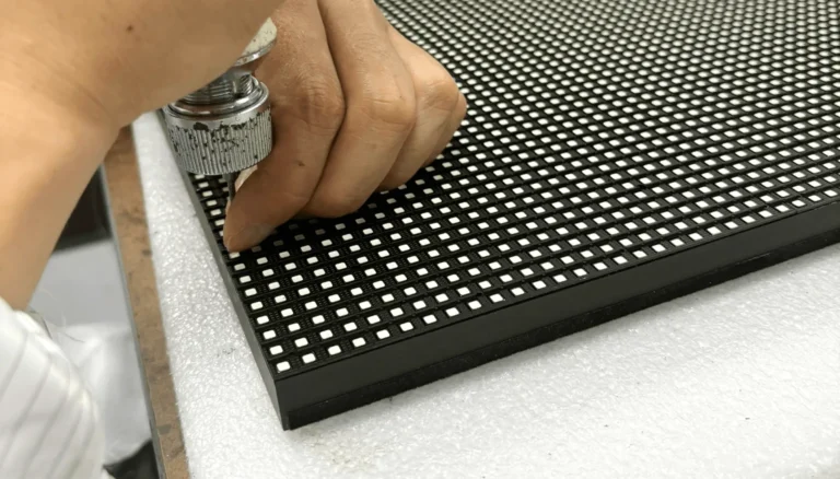 Work on an LED module at a repair-lab workstation