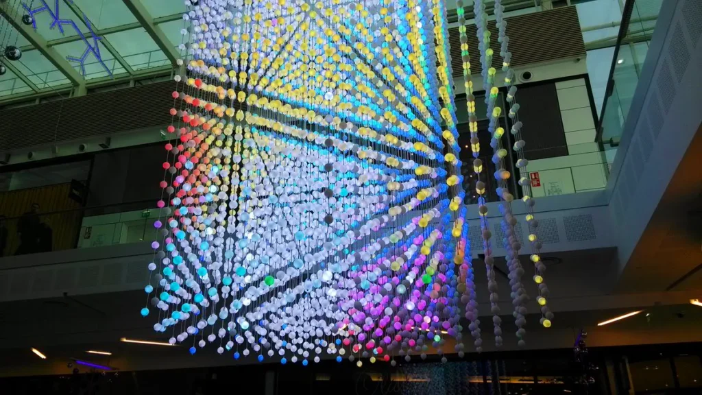 Suspended LED installation at Qwartz shopping centre