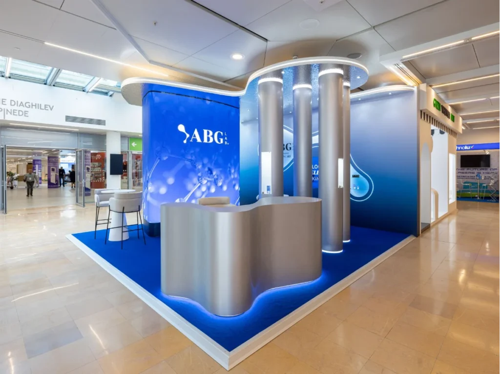 LED display on a trade show stand