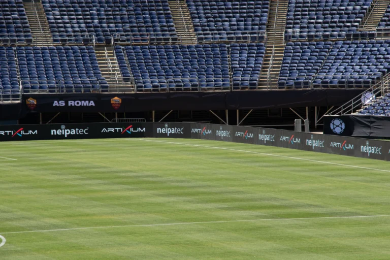 Perimeter LED system installed at pitch side in a stadium