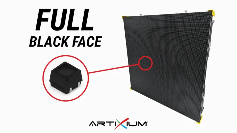 Full black face LED cabinet with a close-up of a full black face SMD LED