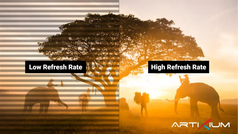 Low versus high refresh rate on an LED screen