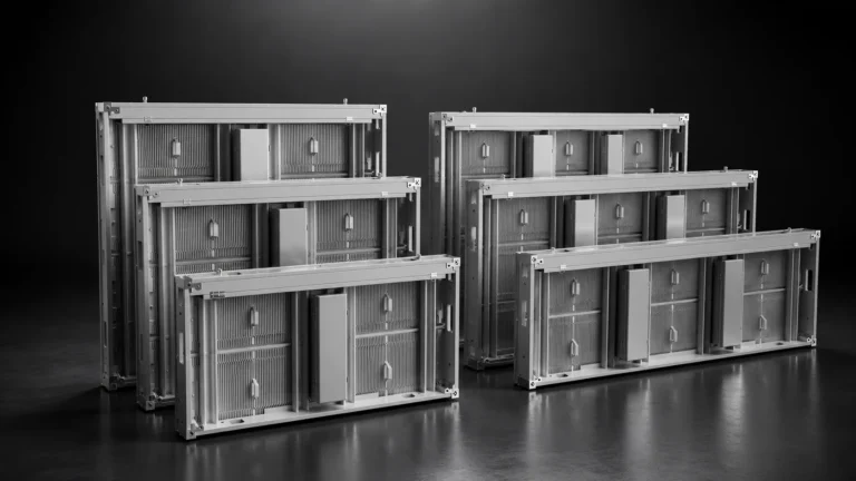 LED cabinets in several sizes, illustrating custom dimensions