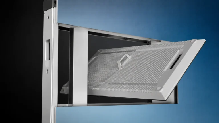 LED module swung forward for maintenance access