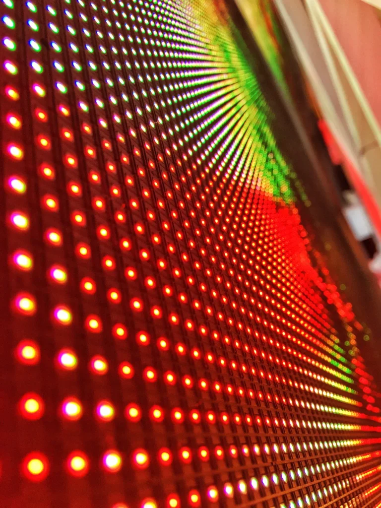 Close-up of LED display pixels, custom LED display manufacturer