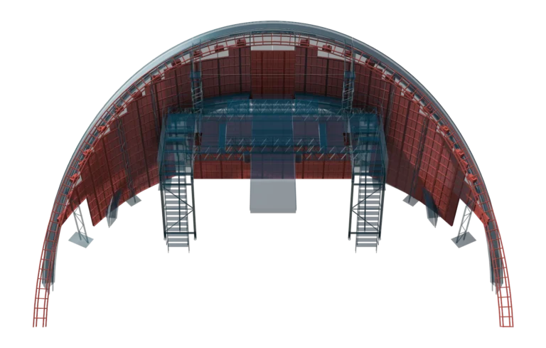 3D rear view of the LED arch structure