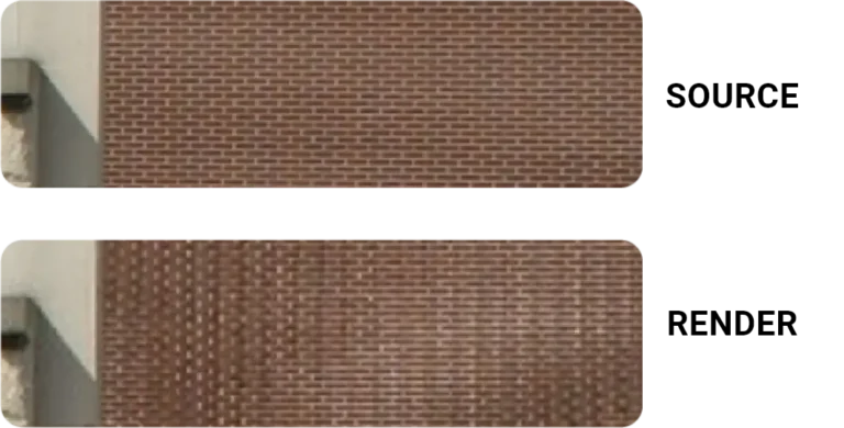 Brick wall texture: source image and moiré effect in the LED render