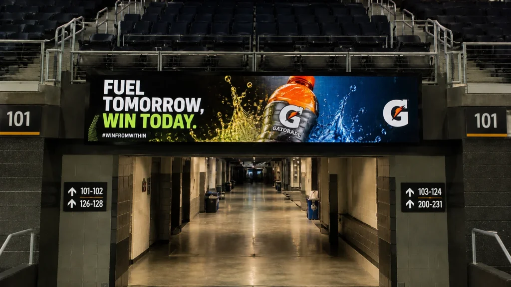 LED displays in a stadium vomitory